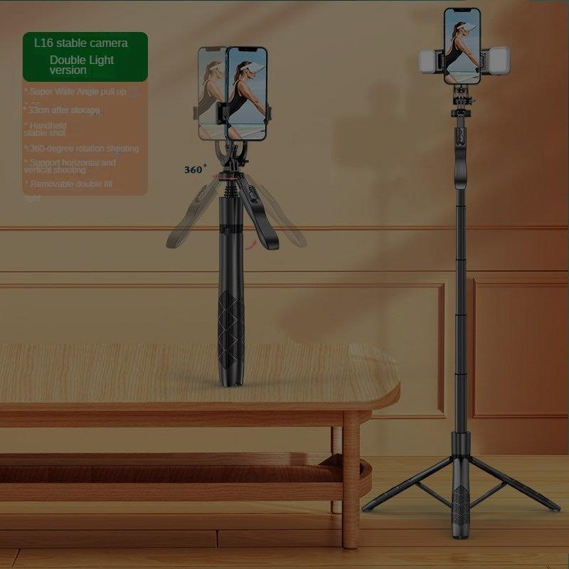 Mobile Bluetooth selfie pole L16 dual fill light handheld stabilizer floor extendable pole live streaming bracket tripod