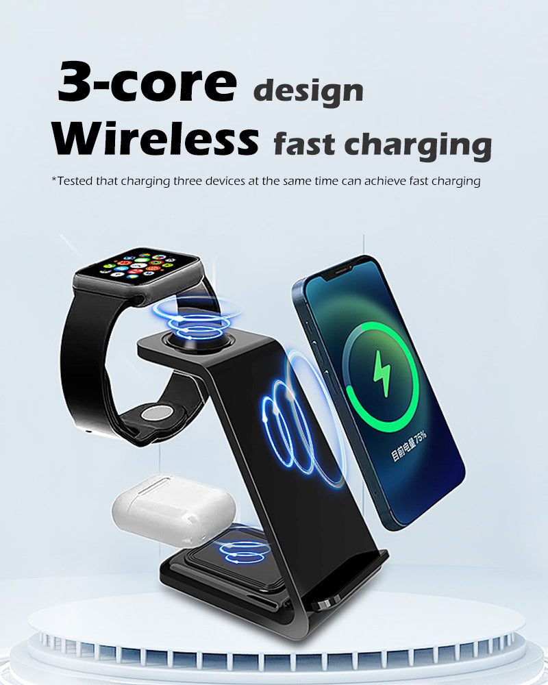 3-in-1 Multifunctional Vertical Mobile Phone Holder Dual Coil Fast Charging For Apple Android Wholesale Wireless Charger