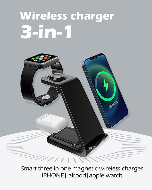 3-in-1 Multifunctional Vertical Mobile Phone Holder Dual Coil Fast Charging For Apple Android Wholesale Wireless Charger